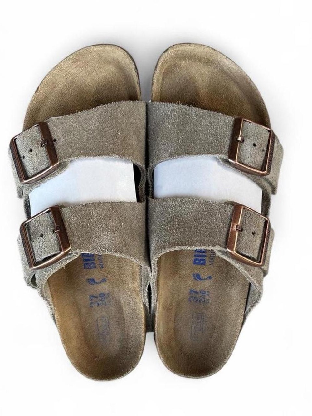 Birkenstock Arizona Taupe Suede Sandals EU 37 US Women’s 6 Soft Footbed Narrow